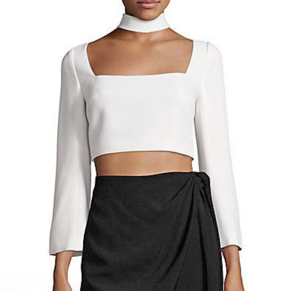 New! Cinq a Sept Amara Choker Crop Top in Ivory Sz 2 $345‎